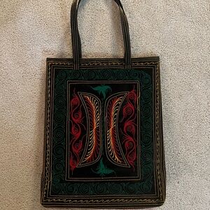 Embroidered Black Tote Bag